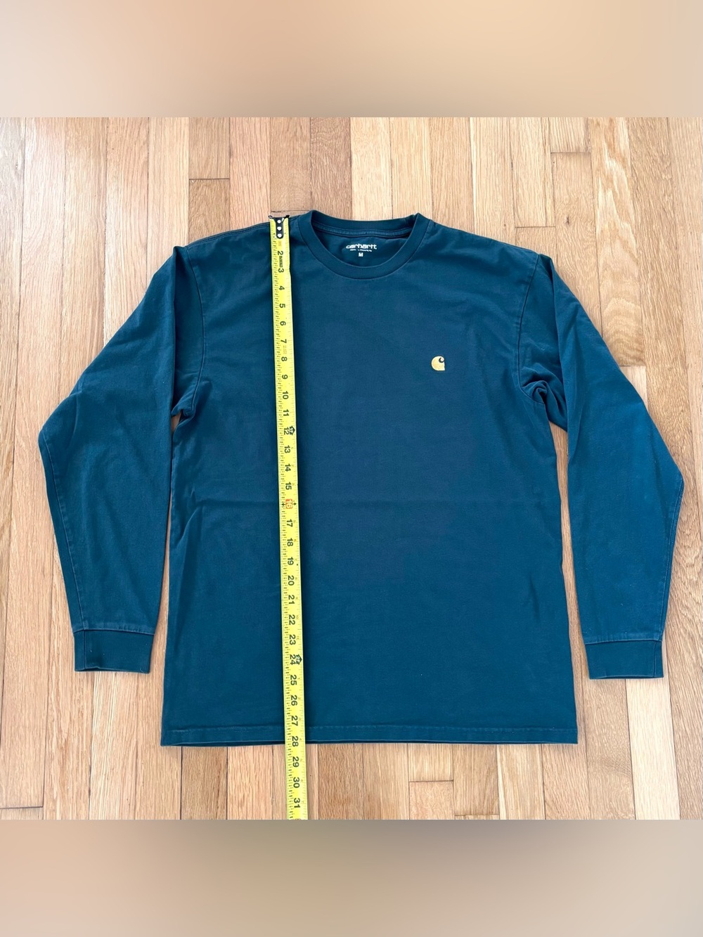Carhartt WIP Chase LS Tee Mens Medium Green Moss Logo Long Sleeve Shirt - Picture 6 of 8